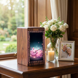 Handcrafted Wood Urn - Whimsical Guitar Theme Memorial Box Urn For Women