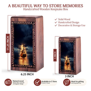 Thunder Lightning Guitar Theme Urn - Wooden Urns For Adult Ashes