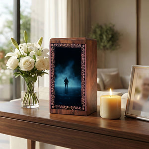 Misty Night Lake Fishing Memorial Urn - Cremation Urn For Adult Male
