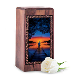 Peaceful Pier Fisherman Theme Cremation Urn - Burial Urn For Human Ashes