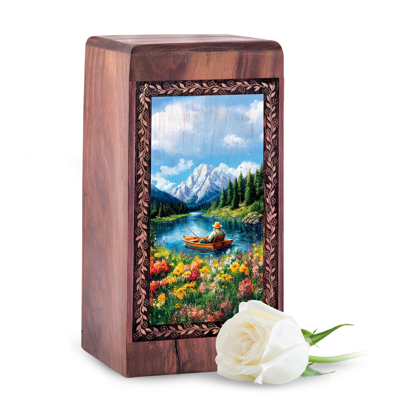 Spring Valley Boat Fishing Funeral Urn - Cremation Urn For Adult Female