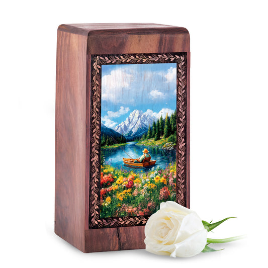 Spring Valley Boat Fishing Funeral Urn - Cremation Urn For Adult Female