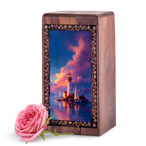 Lighthouse Memorial Urn For Ashes - Wood Cremation Urn For Burial