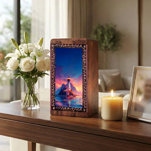 Coastal Mountain Lighthouse Memorial Urn - Burial Urn Box For Human Ashes Adult