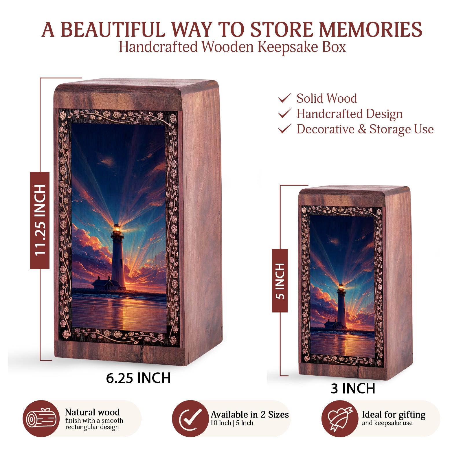 Evening Glow Lighthouse Urn - Funeral Cremation Urn Adult Man