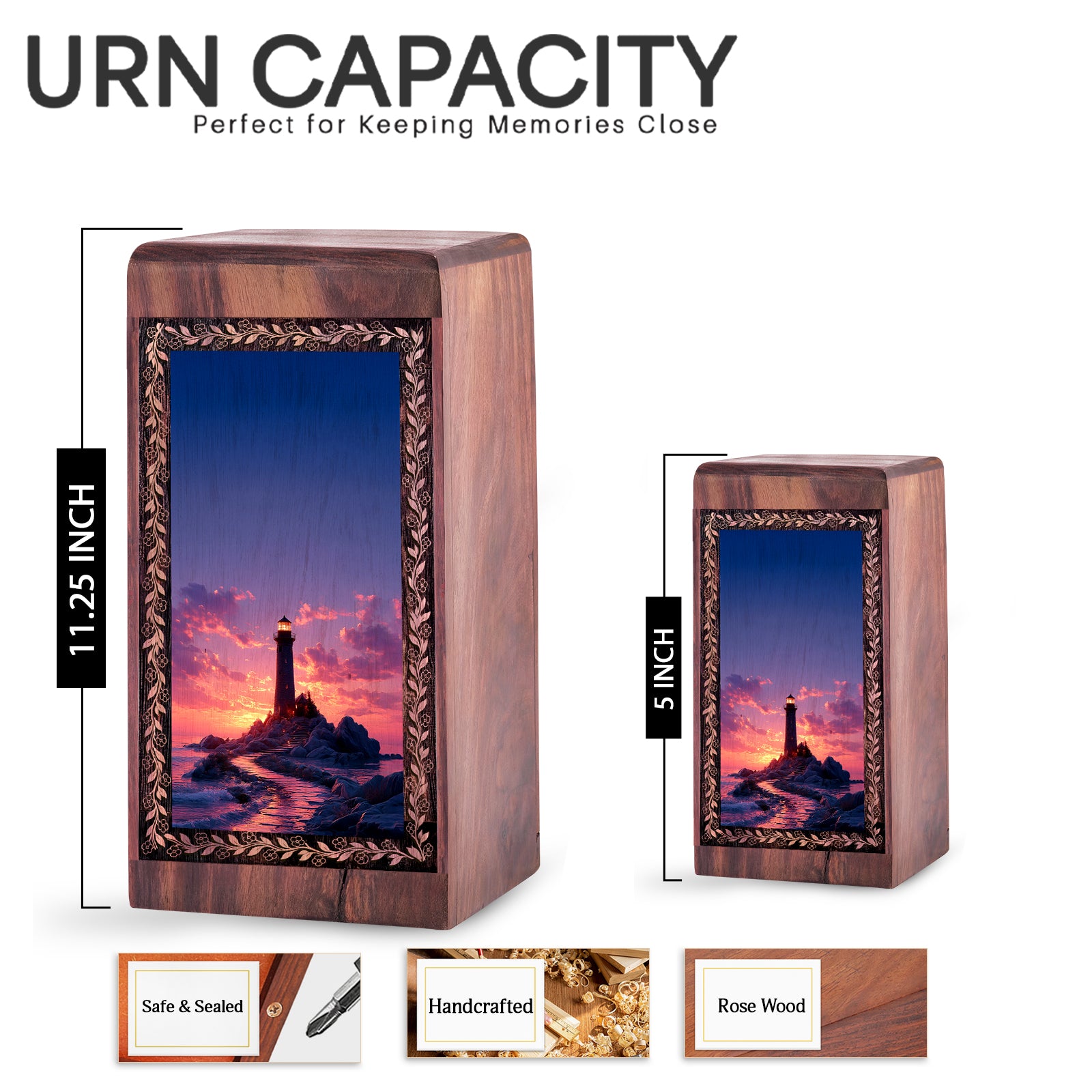 Ocean Rock Lighthouse Theme Funeral Urns - Ash Boxes Cremation Urn For Burial