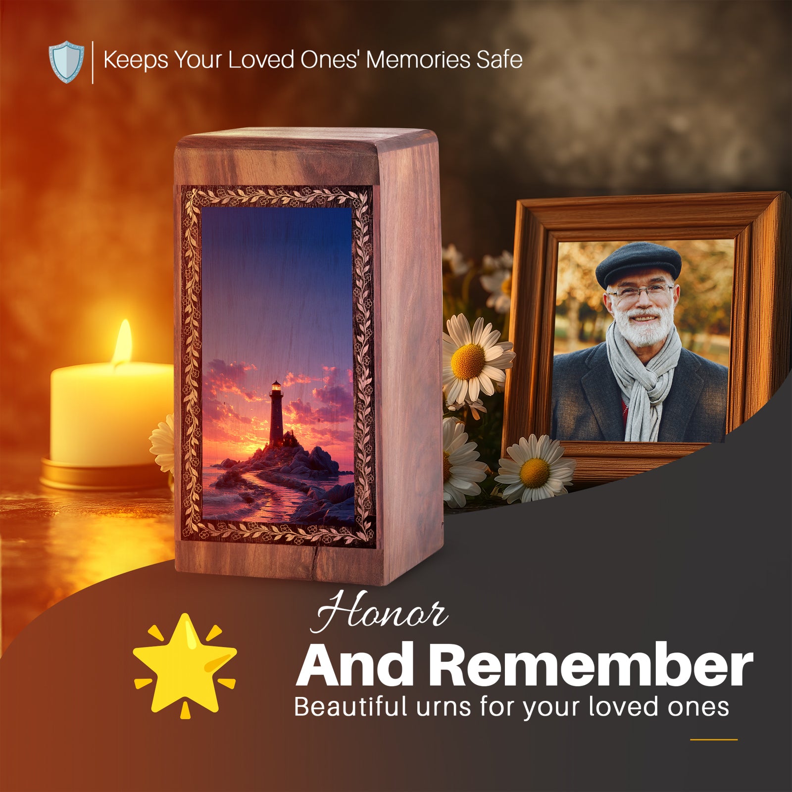 Ocean Rock Lighthouse Theme Funeral Urns - Ash Boxes Cremation Urn For Burial