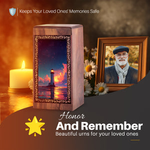 Ocean Reflection Memorial Urn - Handmade Wooden Keepsake Box For Mom & Dad