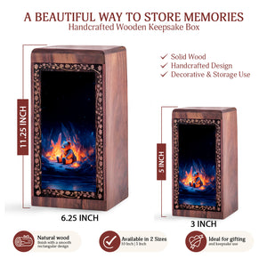 Magical Teddy Night Fire Theme Urn - Child Ashes Teddy Bear Urn Box For Ashes