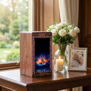 Magical Teddy Night Fire Theme Urn - Child Ashes Teddy Bear Urn Box For Ashes