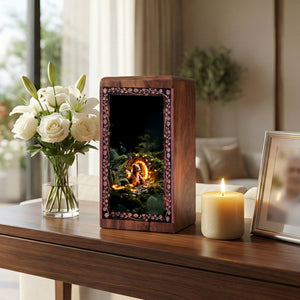 Teddy Bear Urn for Adult Ashes - Wooden Fairy Forest Theme Urn Box For Ashes