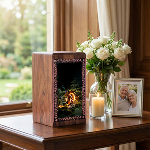 Teddy Bear Urn for Adult Ashes - Wooden Fairy Forest Theme Urn Box For Ashes