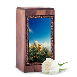 Wildflower Nature Theme Wooden Box - Wooden Cremation Urn For Male & Female