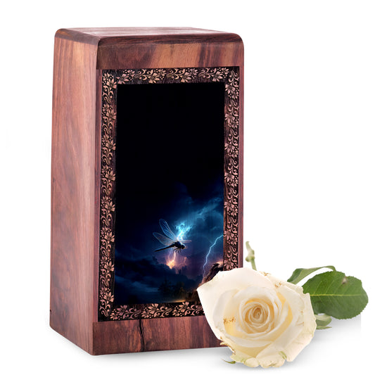 Dragonfly Lightning Urn - Stormy Sky Theme Memorial Box Funeral