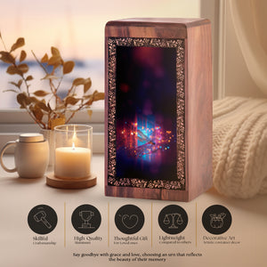 Vibrant Light Dragonfly Cremation Urn for Ashes - Wooden Urns For Adult Ashes