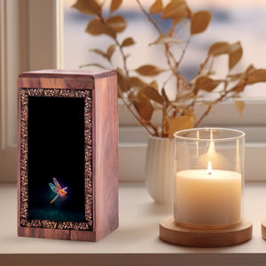Personalized Dragonfly Memorial Box for Ashes - Handcrafted Wooden Urn Box