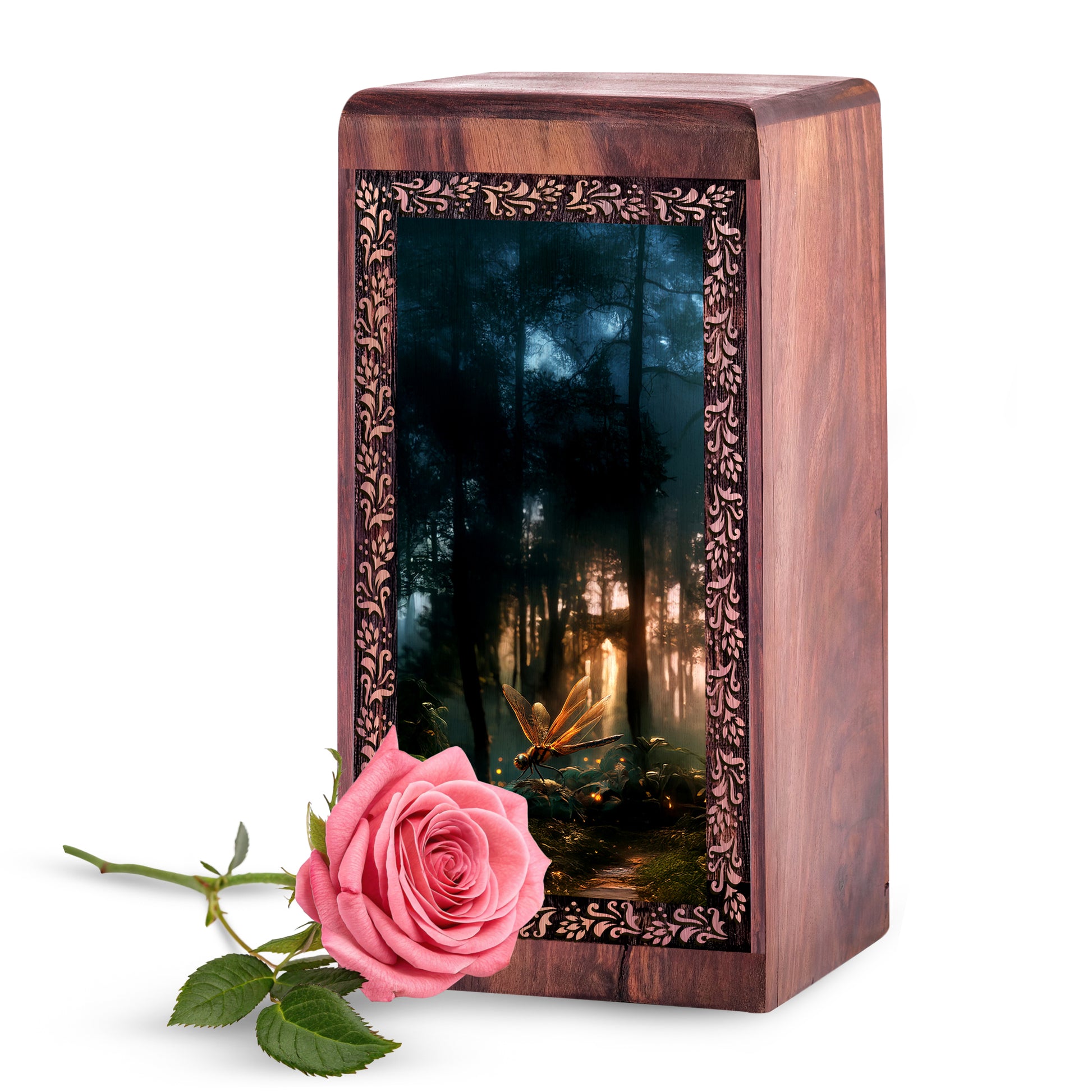 Dragonfly Memorial Keepsake Boxes Wooden - Sunbeam Forest Theme Cremation box
