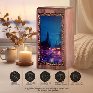 Evening Reflection Dragonfly Memorial Box - Modern memorial keepsake boxes wooden