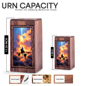 Divine Sunset Cremation Urn For Human Adults - Handmade Wooden Urn For Burial