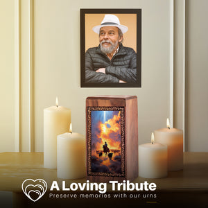 Divine Sunset Cremation Urn For Human Adults - Handmade Wooden Urn For Burial