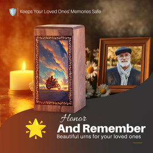 Bike Memorial Keepshake Box - Ride With Dog Theme Cremation Urn For Adult Female