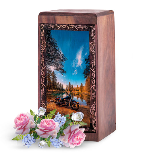 Classic Bike Urn for Human Ashes - Bike Memorial Cremation Box for Adult Male