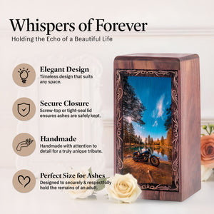 Classic Bike Urn for Human Ashes - Bike Memorial Cremation Box for Adult Male