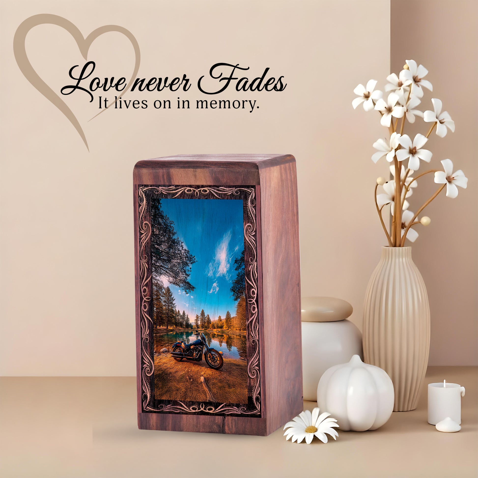 Classic Bike Urn for Human Ashes - Bike Memorial Cremation Box for Adult Male