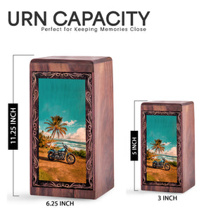 Bike Funeral Urn - Peaceful Memorial Bike Art Wood Cremation Box for Adult Ashes