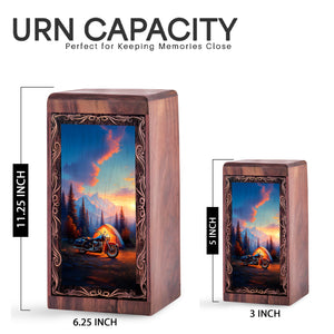 Sunset Bike Cremation Urn - Riding Bike Burial Box Urn For Man & Woman