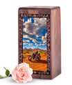 Adventure Riding Bike Theme Cremation Urn - Wooden Box For Ashes