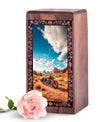 Handmade Rosewood Biker Urn - 3D Adventure Motorcycle Cremation Box