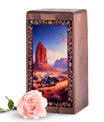 Adventure Riding Bike Theme Cremation Urn - Wooden Box For Ashes