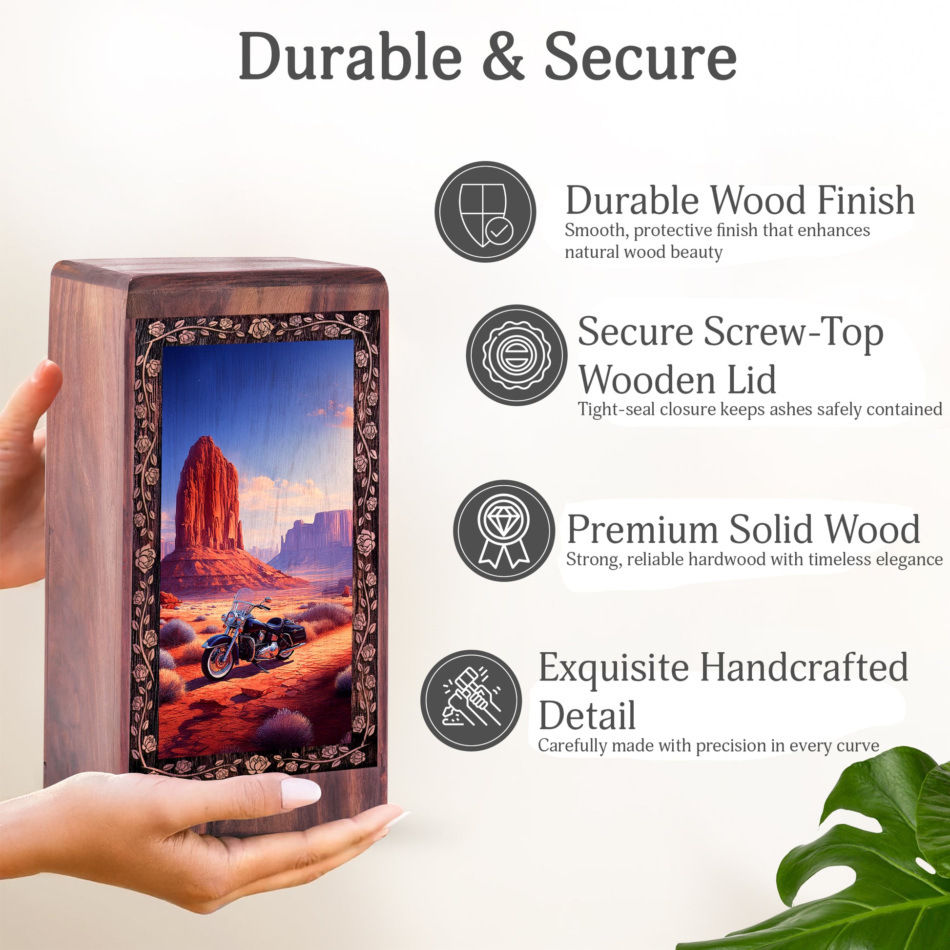 Adventure Riding Bike Theme Cremation Urn - Wooden Box For Ashes