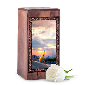 Sunrise Peacock Mountain Urn For Ashes - Mountain Sunrise Memorial Box