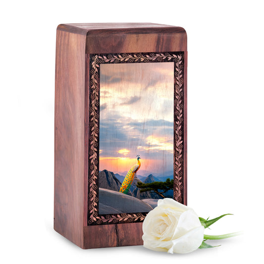 Sunrise Peacock Mountain Urn For Ashes - Mountain Sunrise Memorial Box