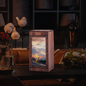 Sunrise Peacock Mountain Urn For Ashes - Mountain Sunrise Memorial Box
