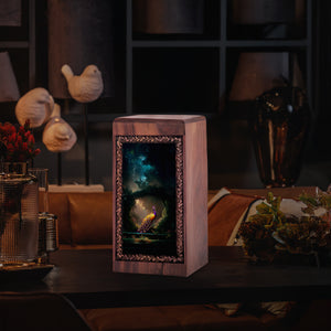 Peacock Wooden Urn for Ashes – Garden Memorial Theme Cremation Box Urn