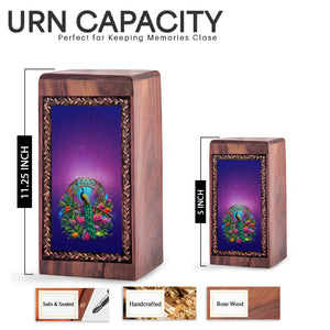 Floral Peacock Memorial Cremation Urn - Decorative Floral Memorial Urn For Woman