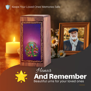 Floral Peacock Memorial Cremation Urn - Decorative Floral Memorial Urn For Woman