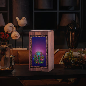 Floral Peacock Memorial Cremation Urn - Decorative Floral Memorial Urn For Woman