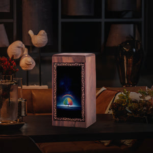Cosmic Rainbow Peacock Urn – Luxury Galaxy Night Cremation Urn