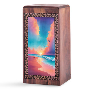 Peaceful Beach Memorial Wooden - Large Sized Urn Box For Adult Men