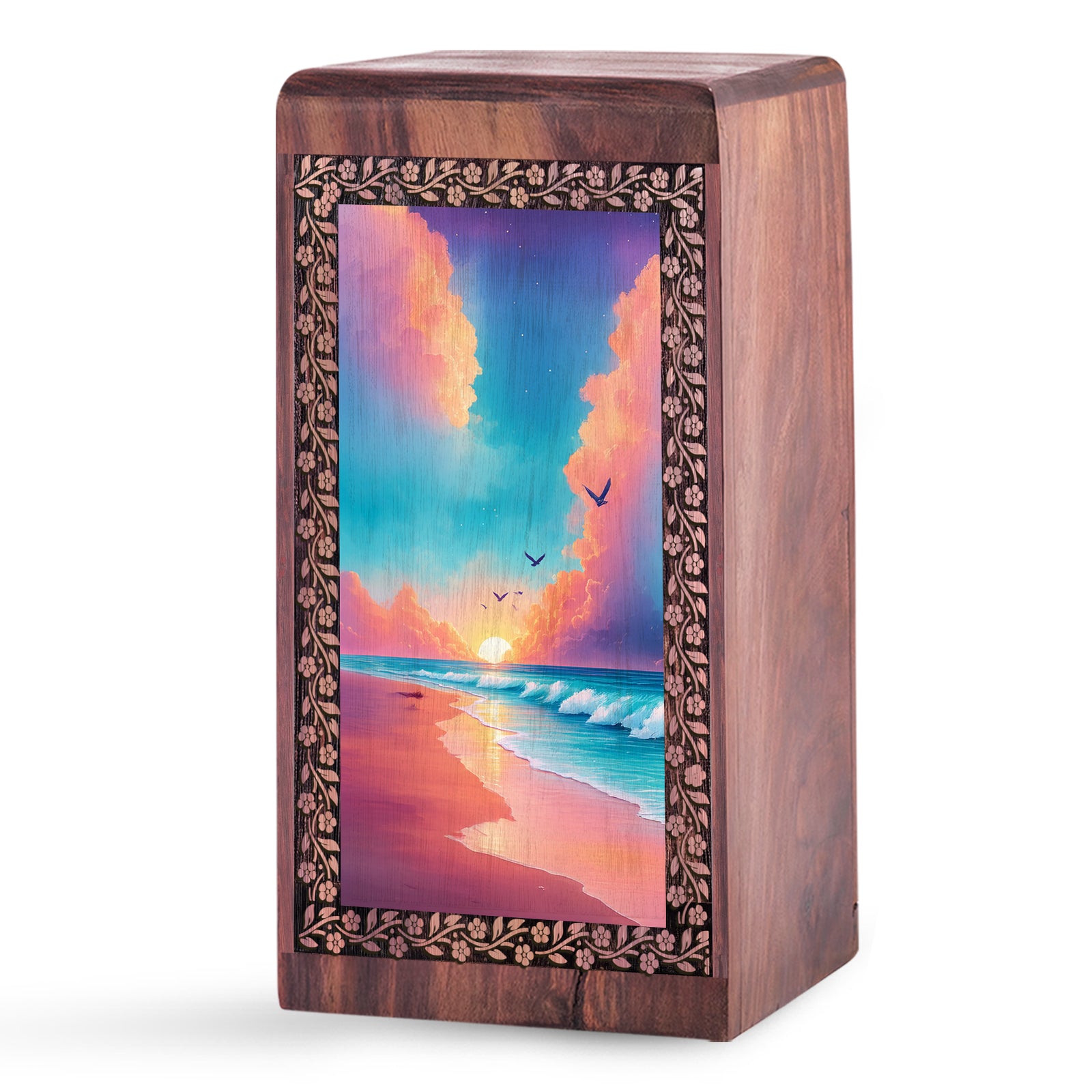 Peaceful Beach Memorial Wooden - Large Sized Urn Box For Adult Men