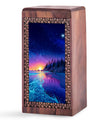 Purple Night Funeral Urn Box For Ashes - Beach Themed Urn For Adult Men & Women