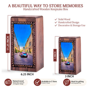 Premium Sports Car Theme Memorial Keepshake - Urns For Human Ashes Wooden Box
