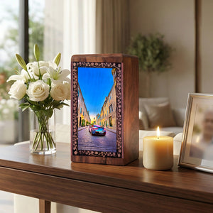Premium Sports Car Theme Memorial Keepshake - Urns For Human Ashes Wooden Box