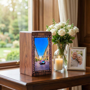 Premium Sports Car Theme Memorial Keepshake - Urns For Human Ashes Wooden Box
