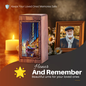 Sports Car Wooden Memorial Urn - Modern City Theme Cremation Urn Human Ashes