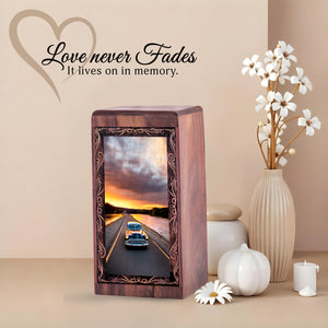 Vintage Car Memorial Urn For Ashes – Handmade Wooden Cremation Urn For Mom & Dad